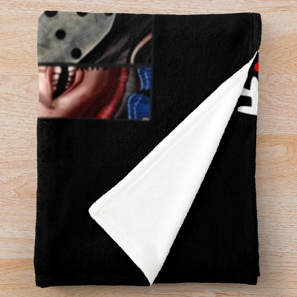 Spooky plush blanket featuring horror movie characters