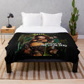 Retro horror movie-inspired plush blanket with spooky design