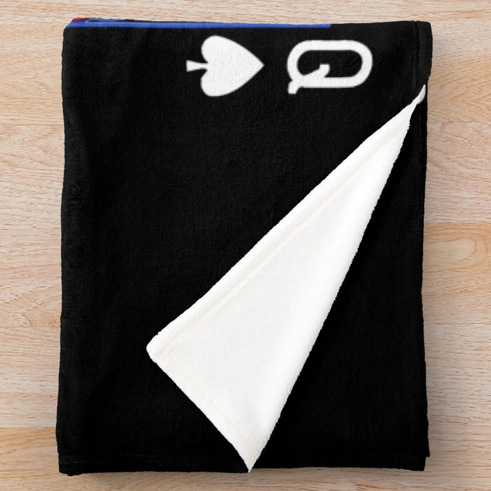 Spooky Poker Cards Plush Blanket featuring the Queen of Spades