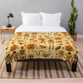 Cozy retro-style plush blanket with Halloween-themed design