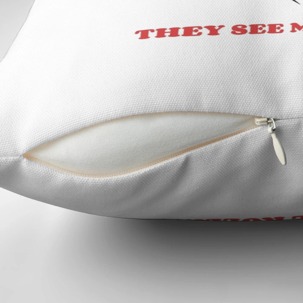 Decorative pillow with a skeleton riding a roller coaster design, featuring a "This Is How I Roll" statement.