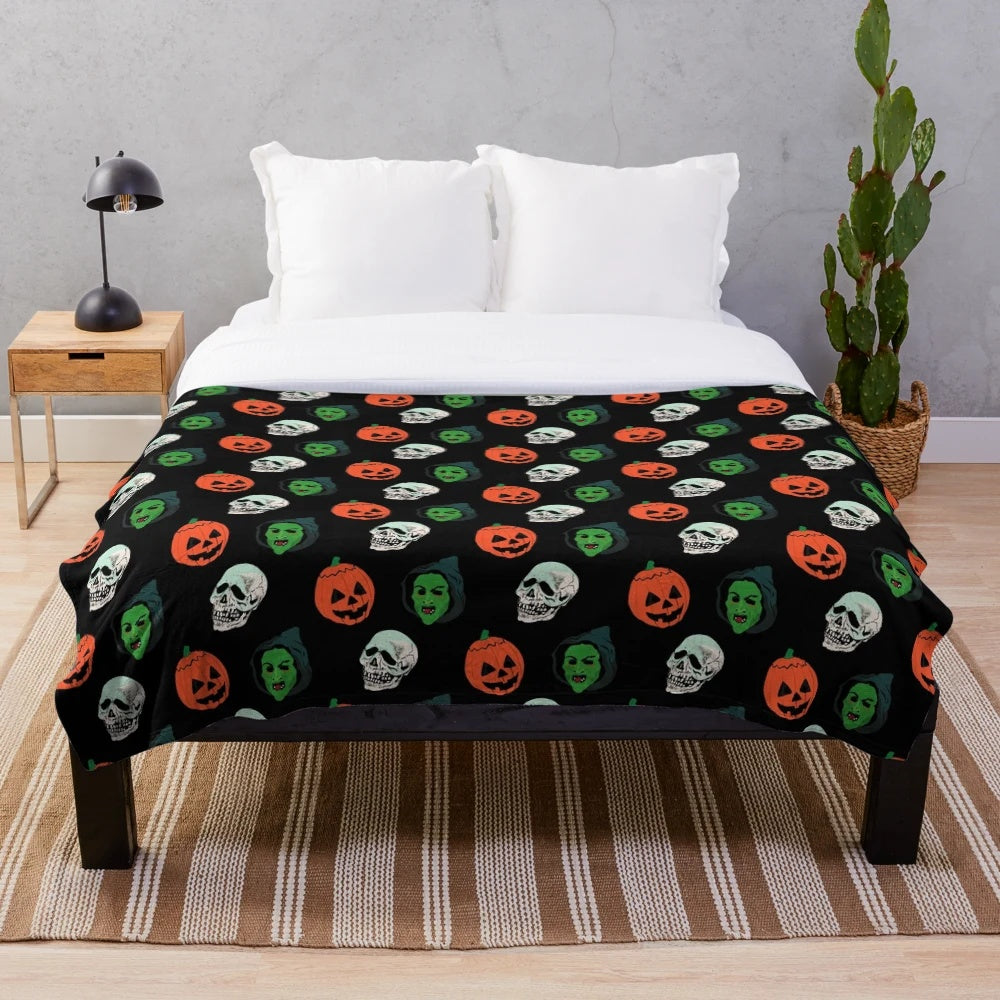 Silver Shamrock inspired plush blanket with horror elements