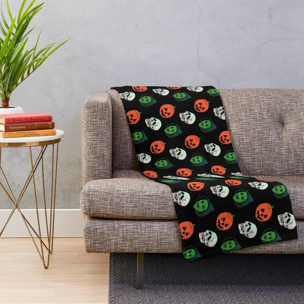 Silver Shamrock inspired plush blanket with horror elements