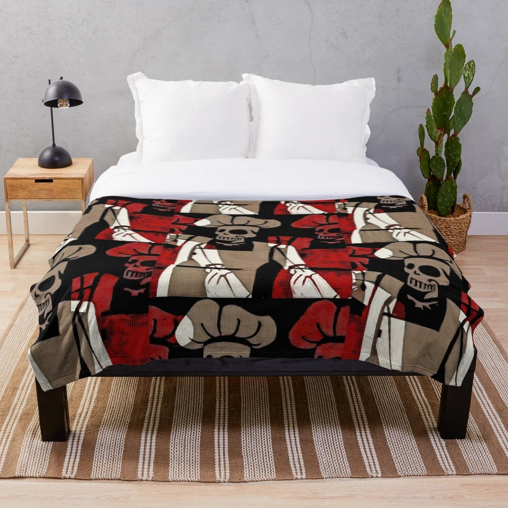 Skeleton Chef Plush Blanket featuring a spooky chef design