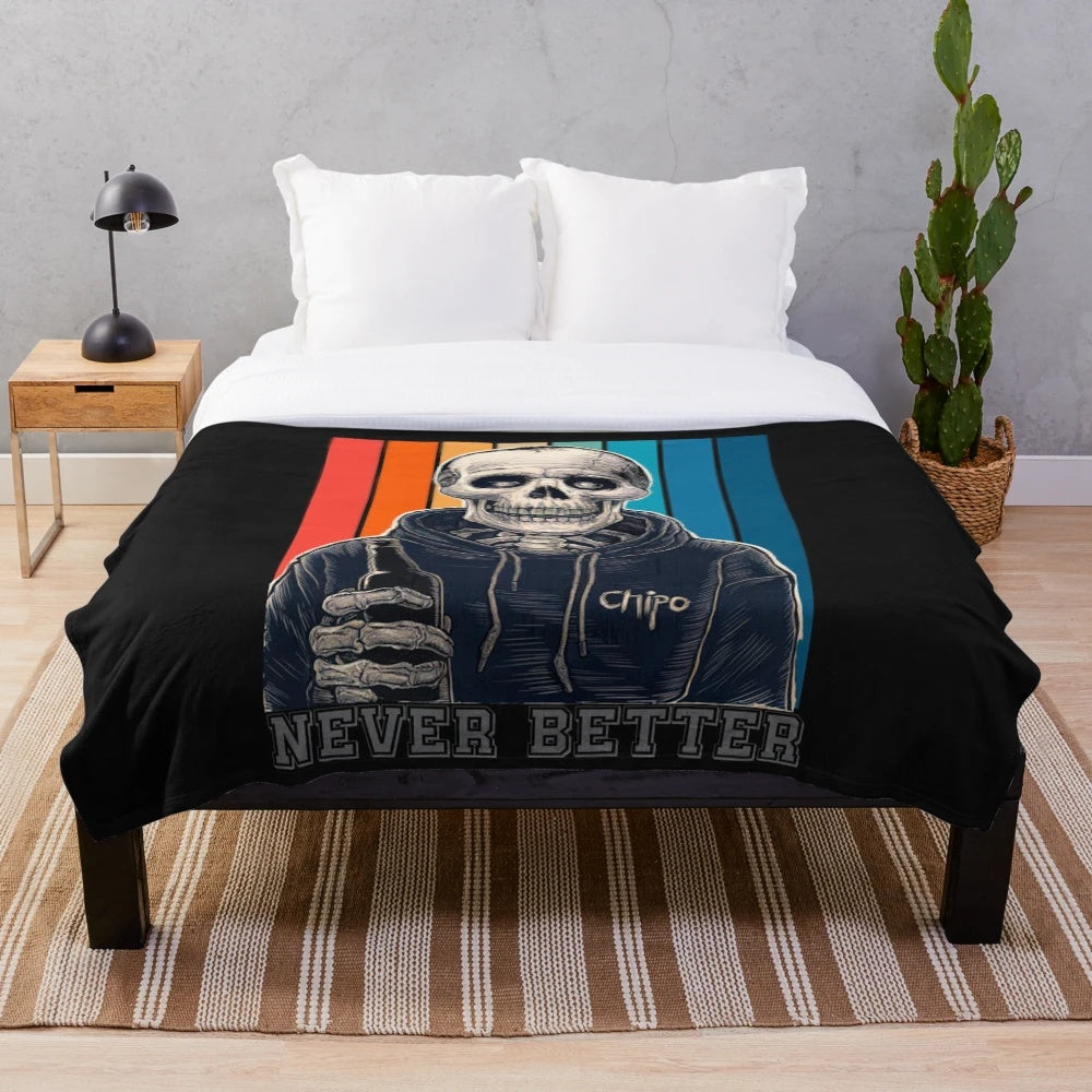 Soft, plush skeleton-patterned blanket for cozy home decor