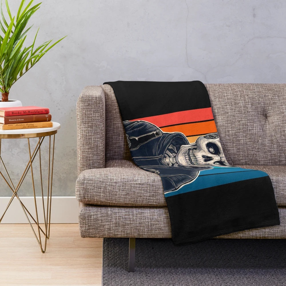 Soft, plush skeleton-patterned blanket for cozy home decor