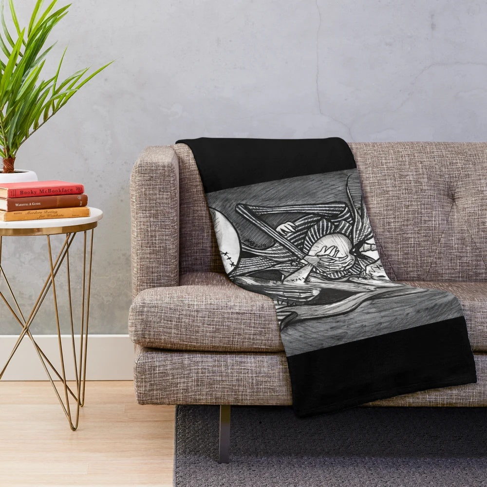 Plush blanket featuring Jack Skellington and Sally from Nightmare Before Christmas