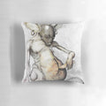 Sketched mouse illustration with bondage and kink elements on a plush pillow