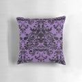 Skull-patterned pillow with a gothic damask design, perfect for adding a touch of spookiness to your home decor.