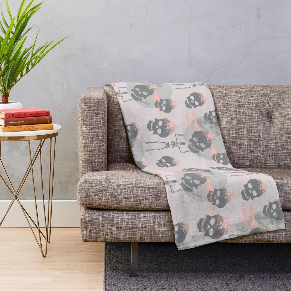 Spooky skull plush blanket for Halloween decor