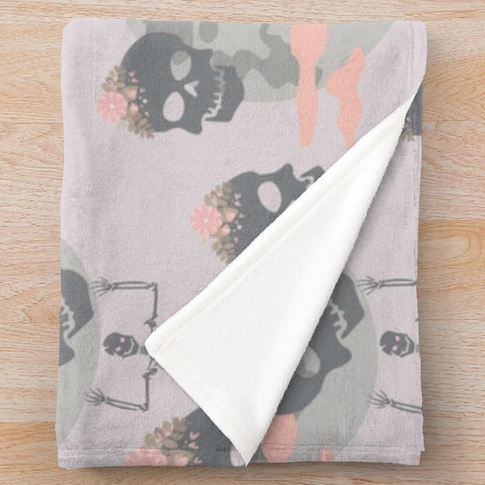 Spooky skull plush blanket for Halloween decor