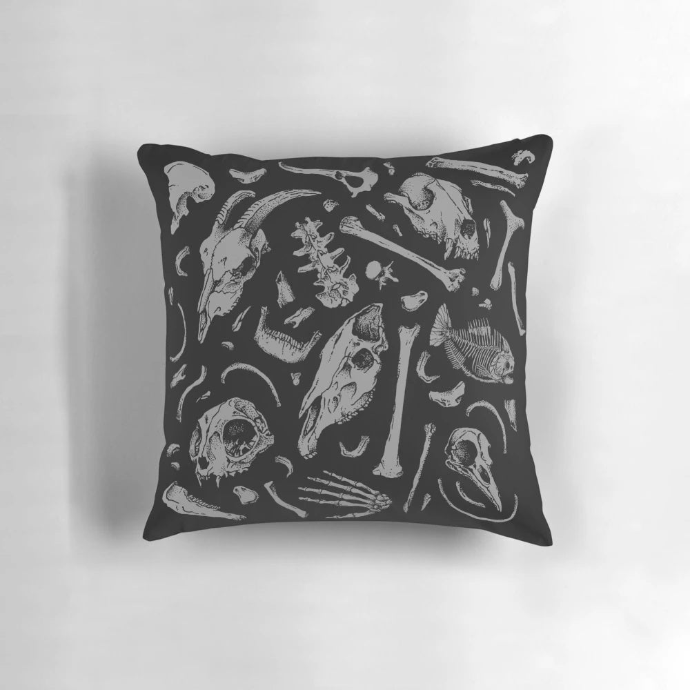 Decorative skull and bones pattern pillow