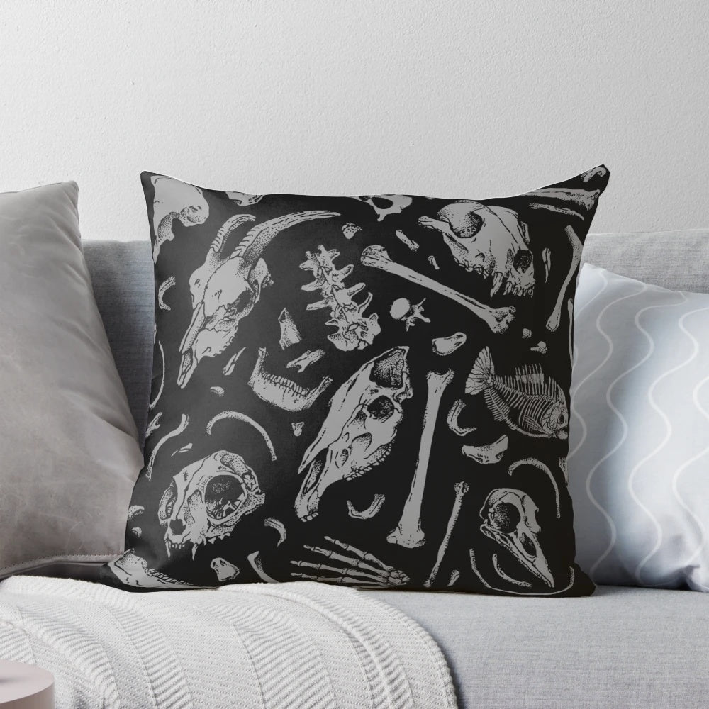 Decorative skull and bones pattern pillow
