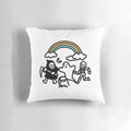 Spooky Skulls and Ghosts Decorative Pillow with Rainbows and Cute Design