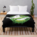 Spooky Slime Ghost Plush Blanket with Retro 80s Comedy Design