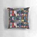 Decorative pillow featuring a collage of classic Stephen King movie posters