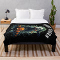Spooky vampire Halloween plush blanket with bats, skulls, and pumpkins