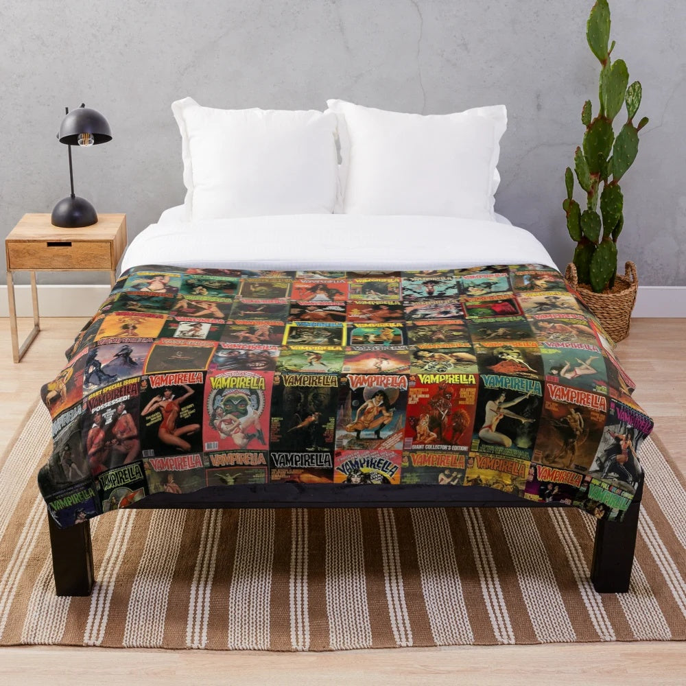 Soft and cozy vampirella plush blanket featuring gothic horror design