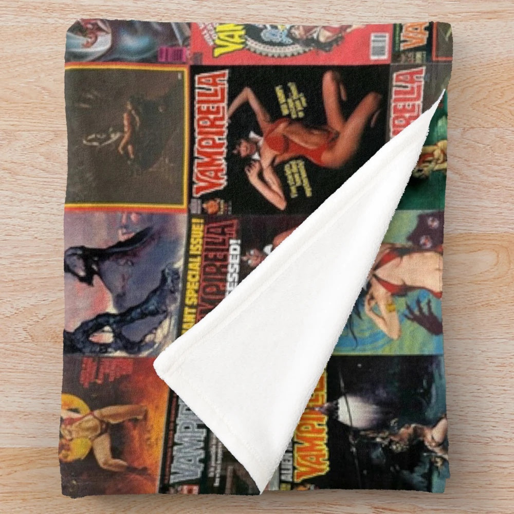 Soft and cozy vampirella plush blanket featuring gothic horror design