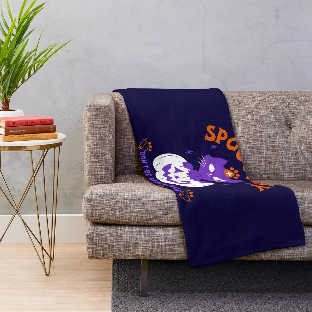 Spooky veterinarian plush blanket featuring a cute and humorous design for animal lovers