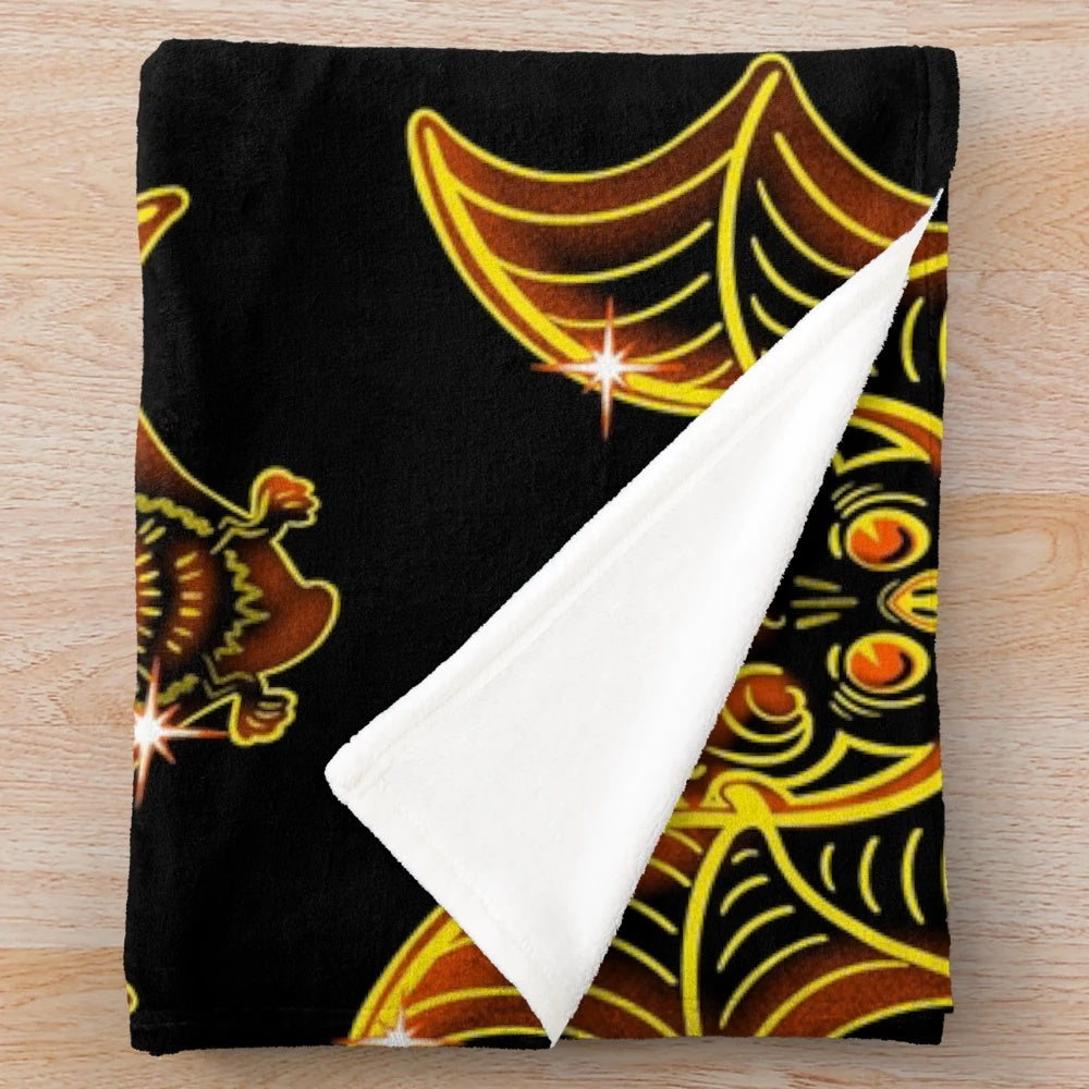 Vintage Bat Plush Blanket for Cozy, Spooky Decor