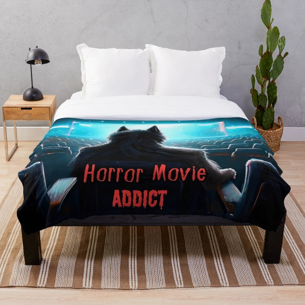 Plush blanket with a spooky werewolf design for horror movie addicts