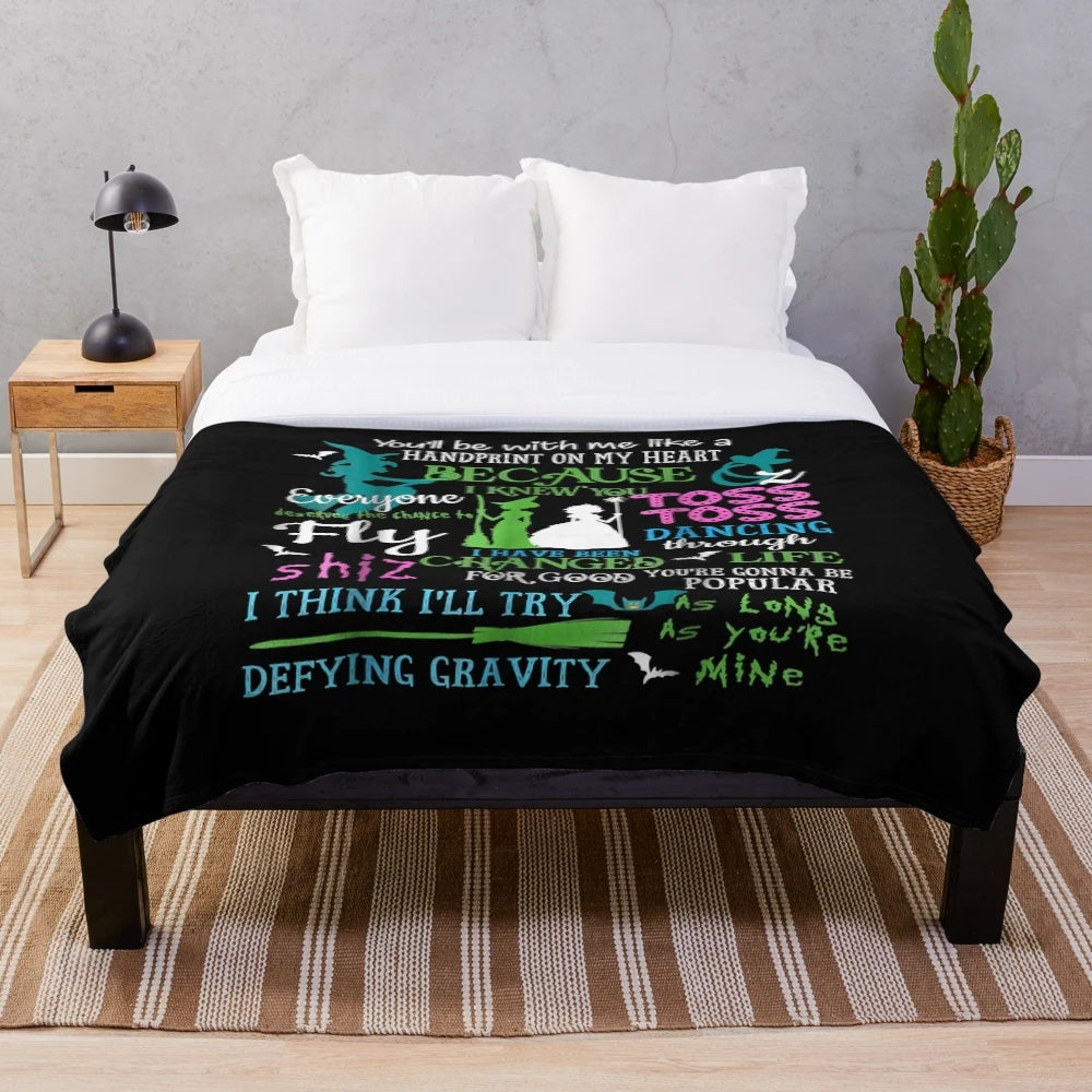 Wicked musical-themed plush blanket for Halloween
