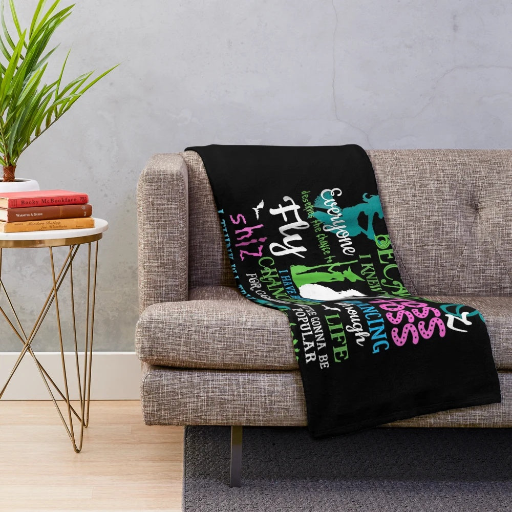 Wicked musical-themed plush blanket for Halloween