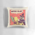 Vintage-style comic illustration of a witch's hand slapping a person, perfect for Halloween decor.