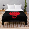 Spooky wolf plush blanket with a terrifying werewolf face design