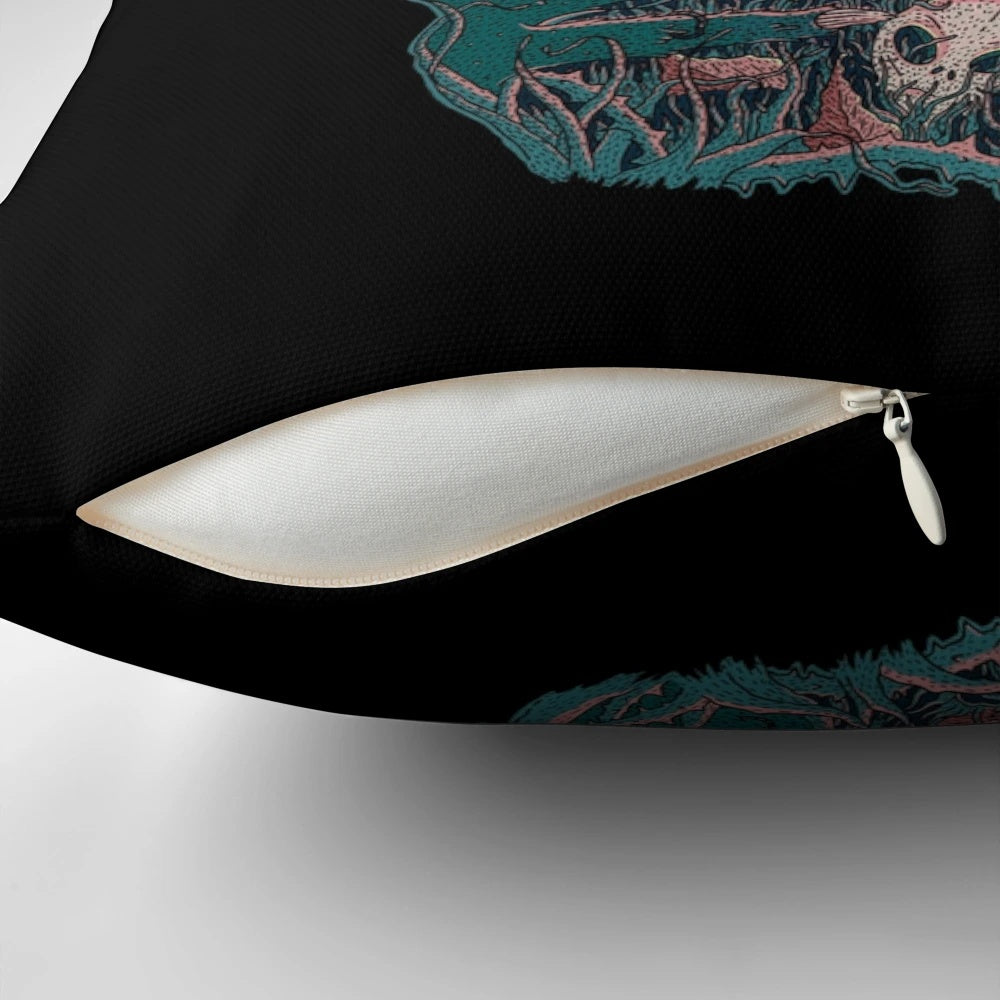 X-Files inspired pillow featuring Scully and Mulder on a mysterious, otherworldly background
