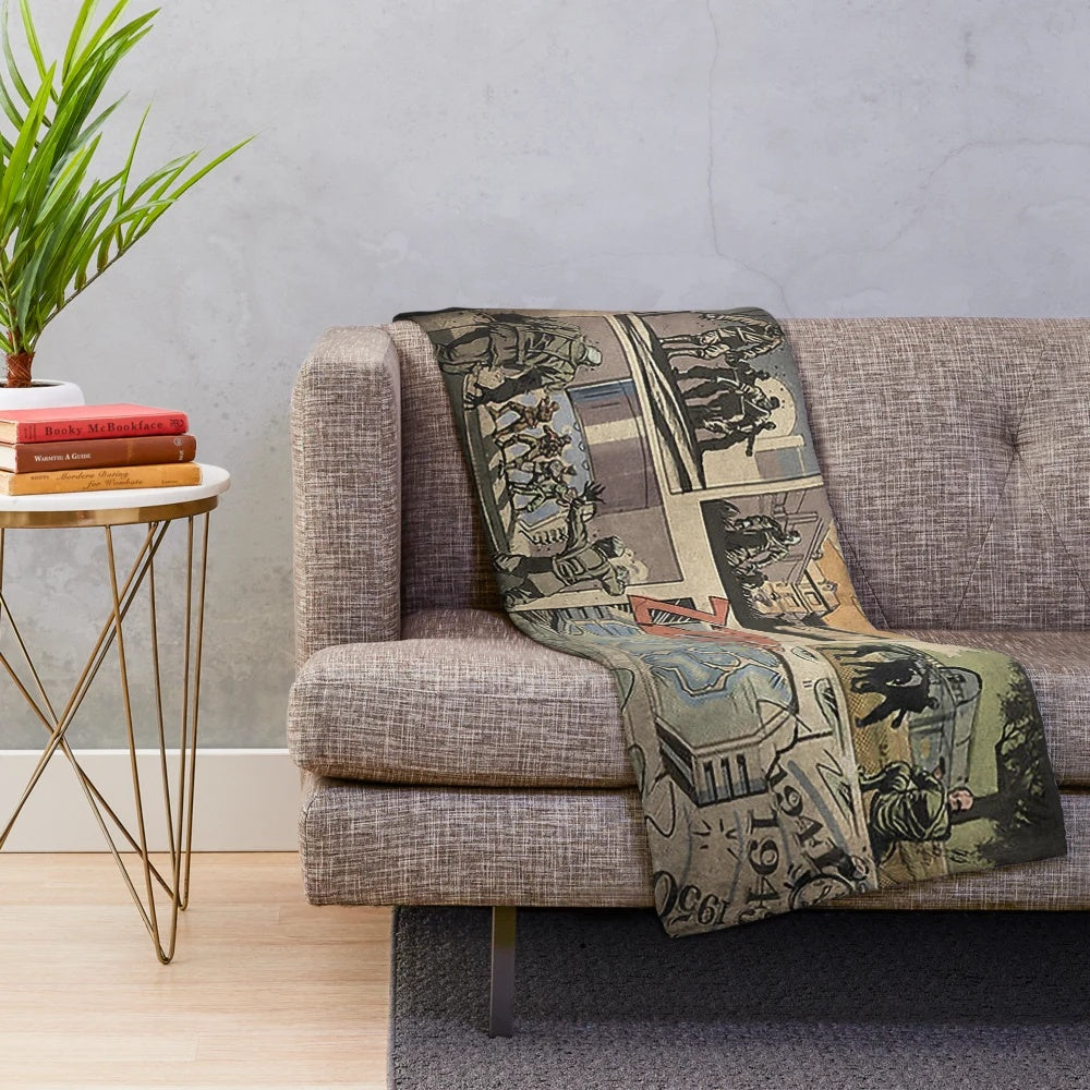 Plush blanket featuring a zombies comic-style design from a video game