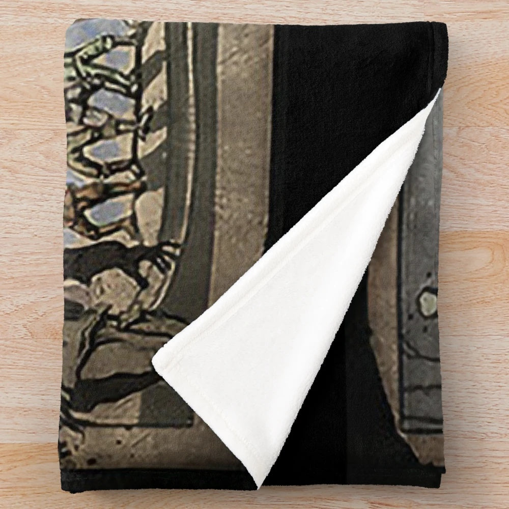 Plush blanket featuring a zombies comic-style design from a video game