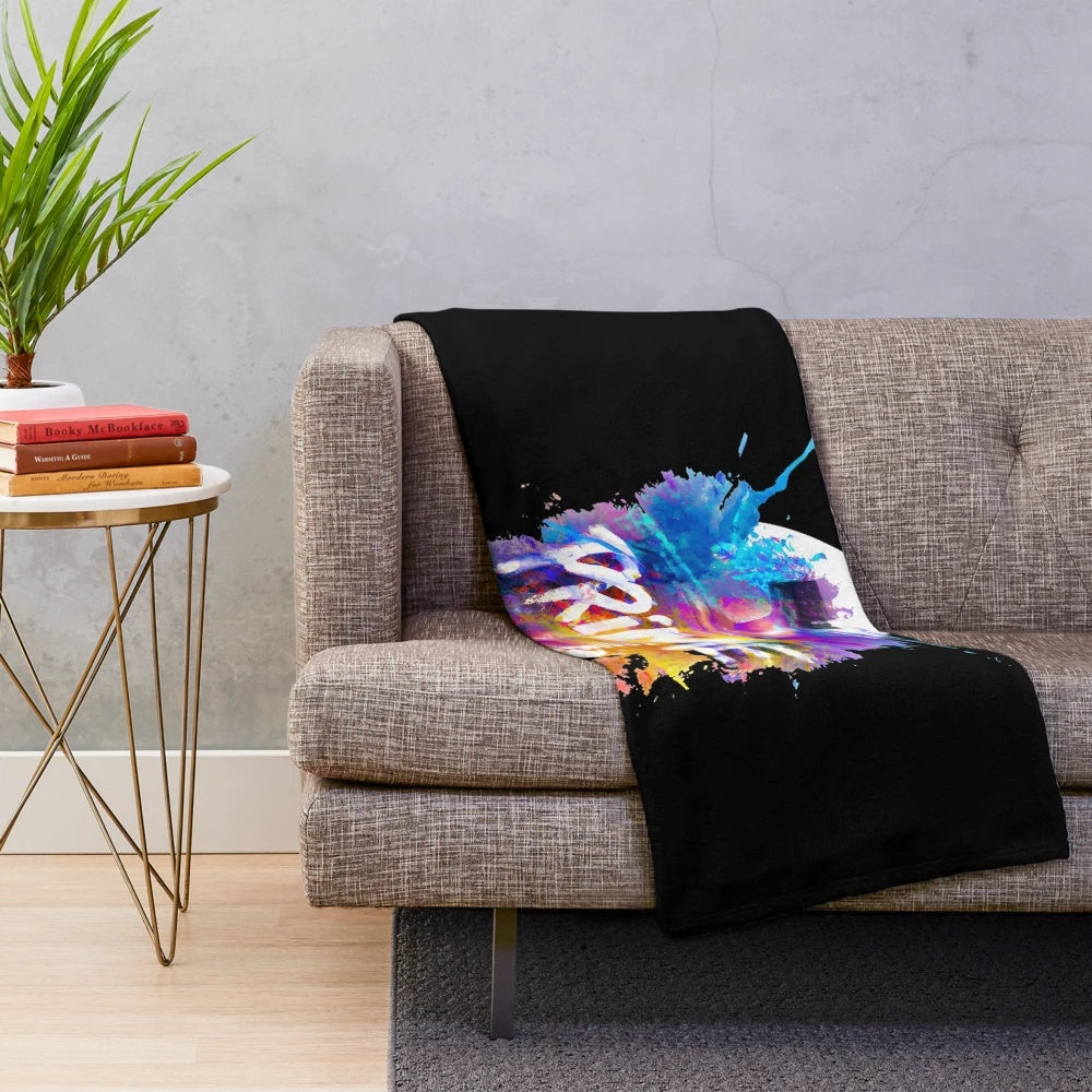 Sports-inspired graffiti print plush blanket