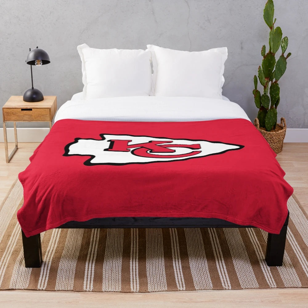 Sports plush blanket featuring the Kansas City Chiefs team logo