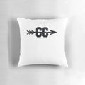 A stylish marble-patterned pillow featuring a crossed-flag cross country logo, perfect for runners and sports enthusiasts.