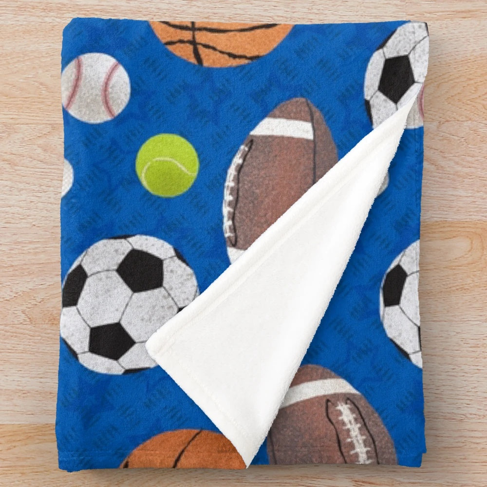 Sports ball patterned plush blanket