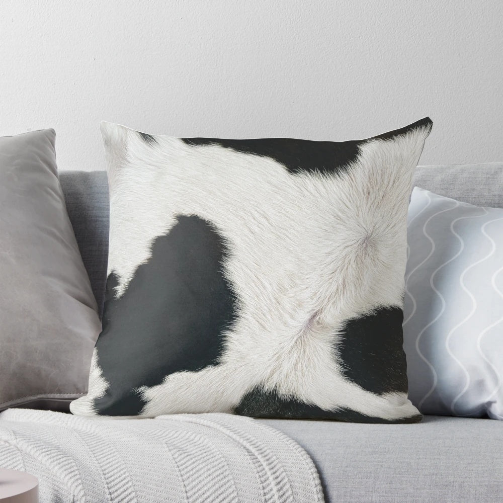 Spotted cow cowhide pattern decorative pillow