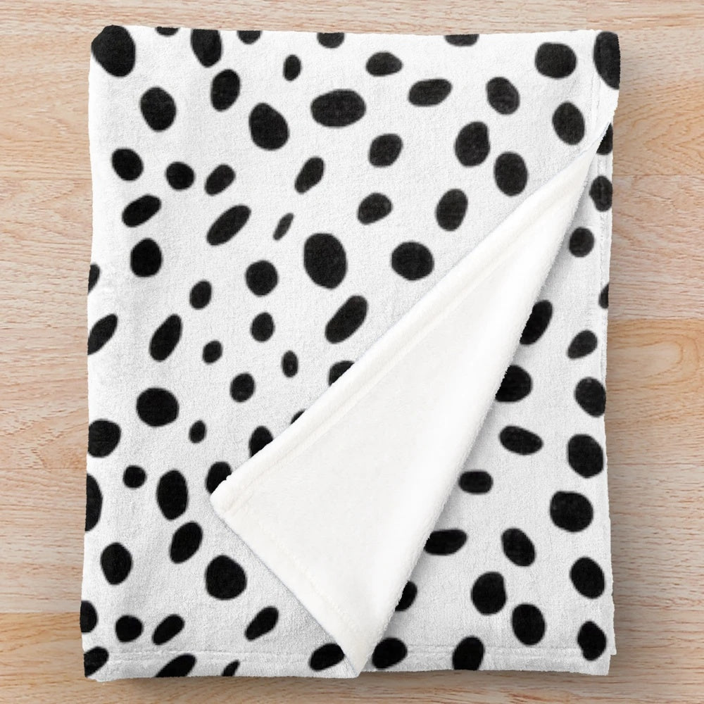 Black and white spotted dalmatian dog design plush blanket