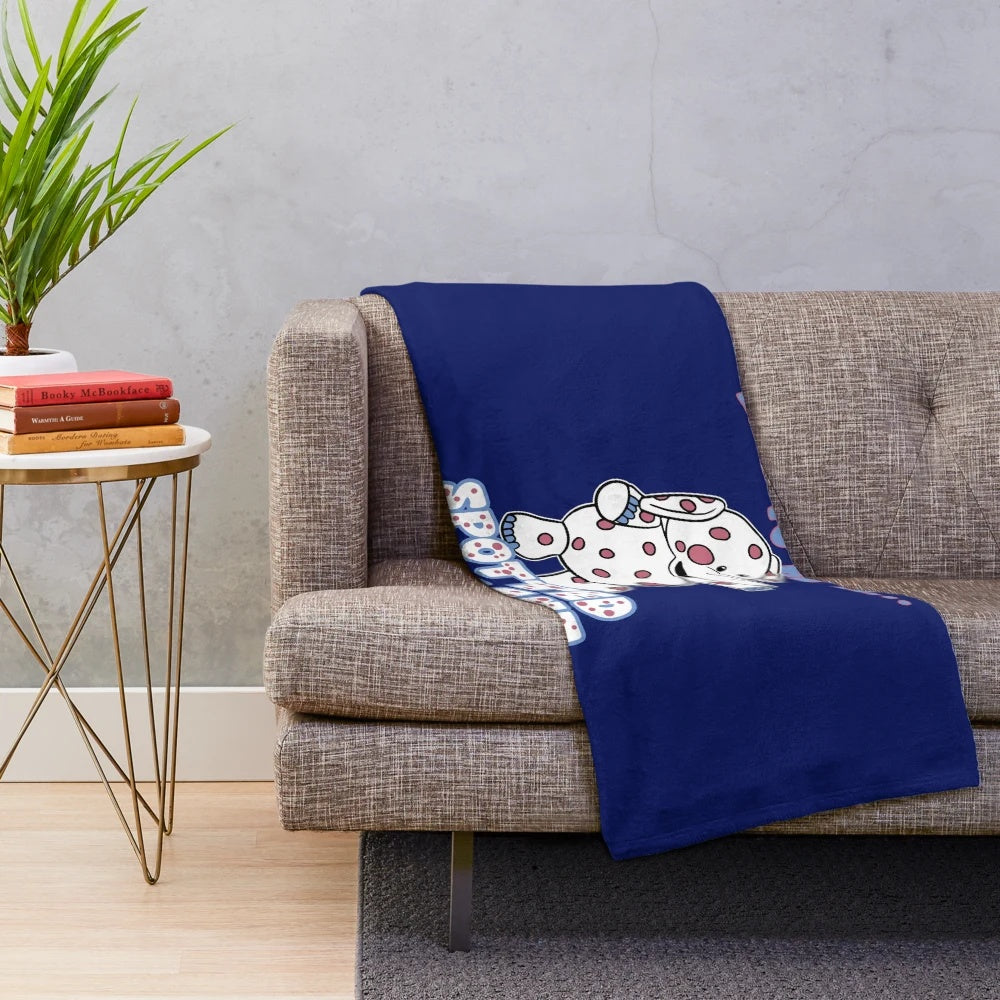 Spotted elephant plush blanket featuring a misfit toy design