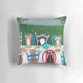 Springtime Cats Tea Party Decorative Pillow with Colorful Cats and Flowers
