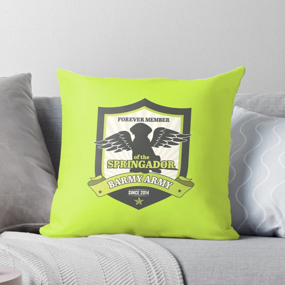 Springador dog breed pillow in lime green color with rainbow bridge design