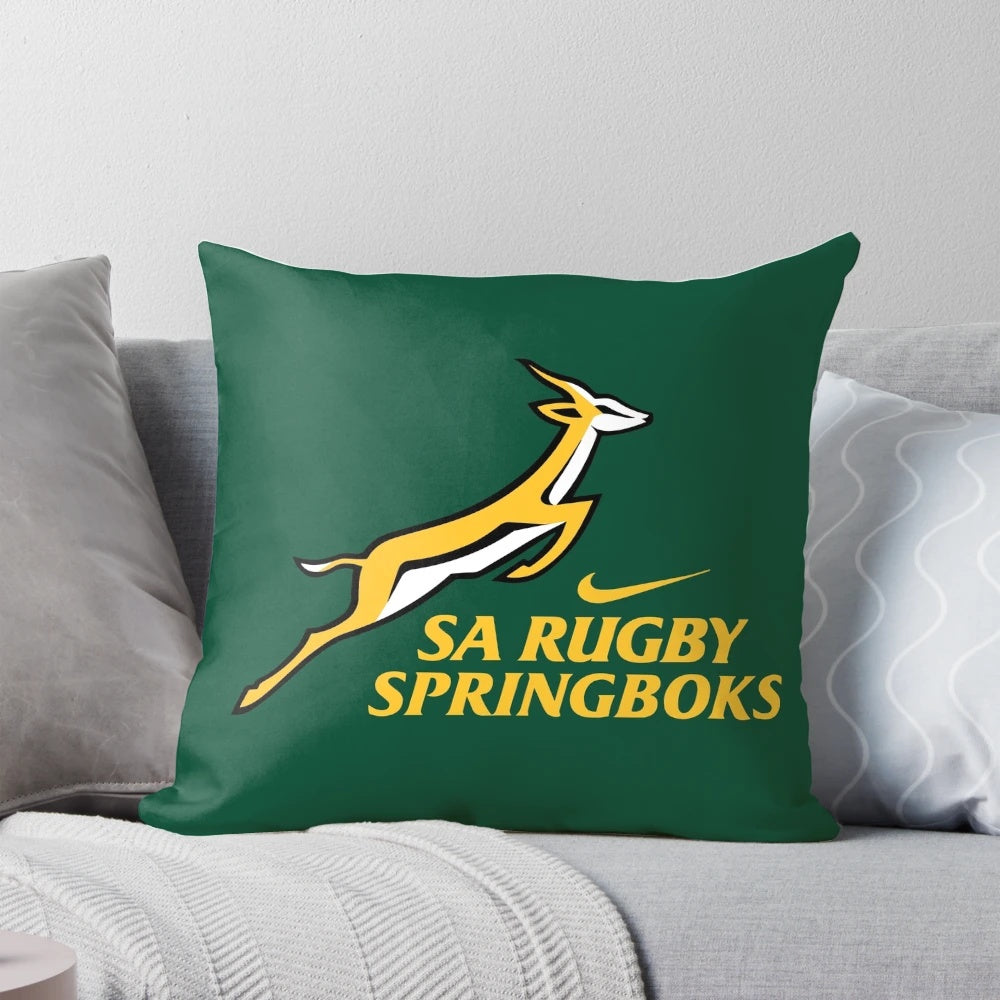 Springboks Rugby Pillow with Vintage South African Flag Design