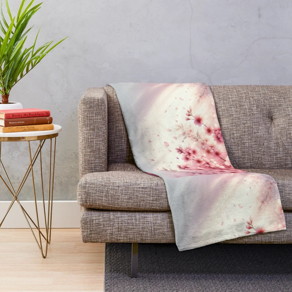 Cherry blossom pattern plush blanket