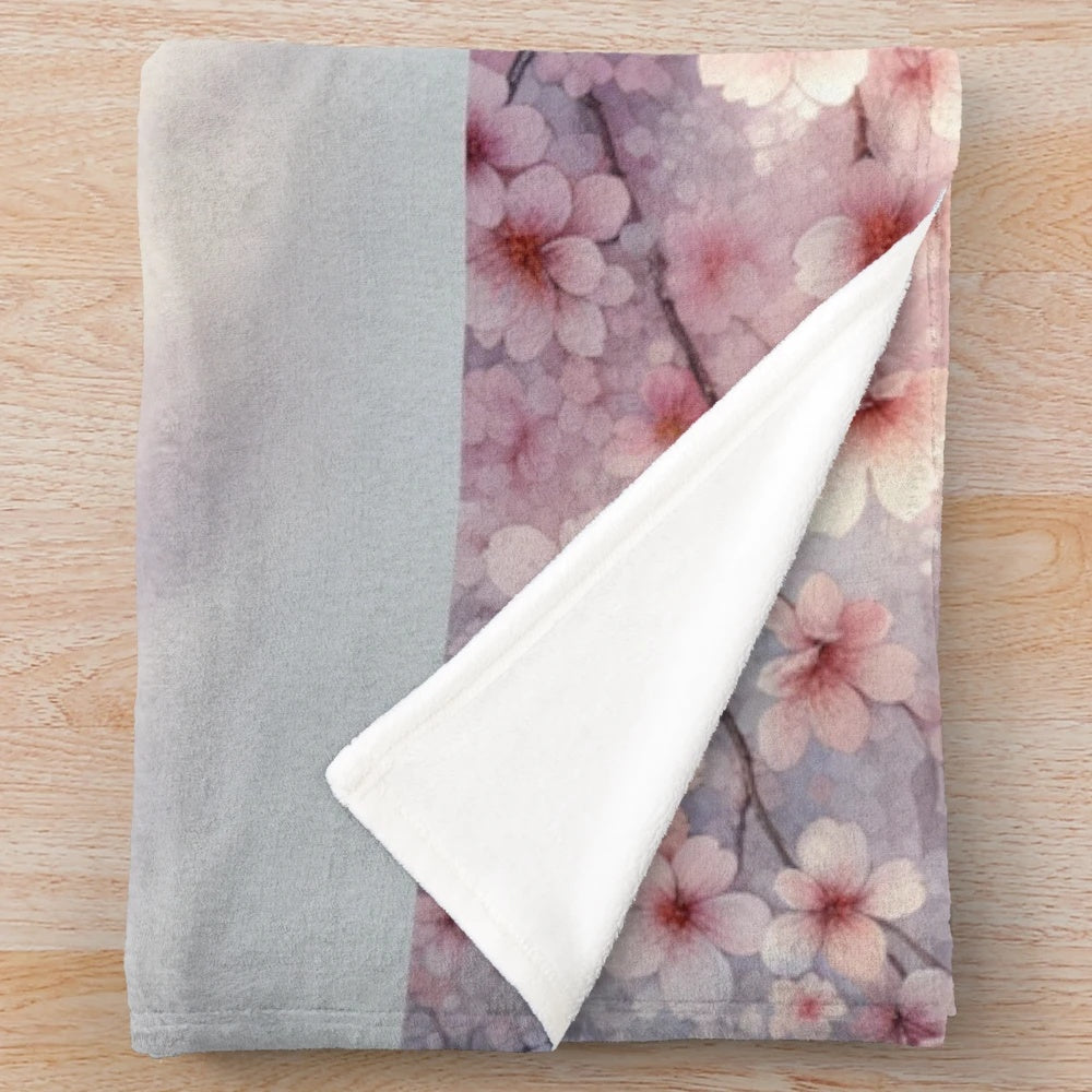 Cherry blossom pattern plush blanket
