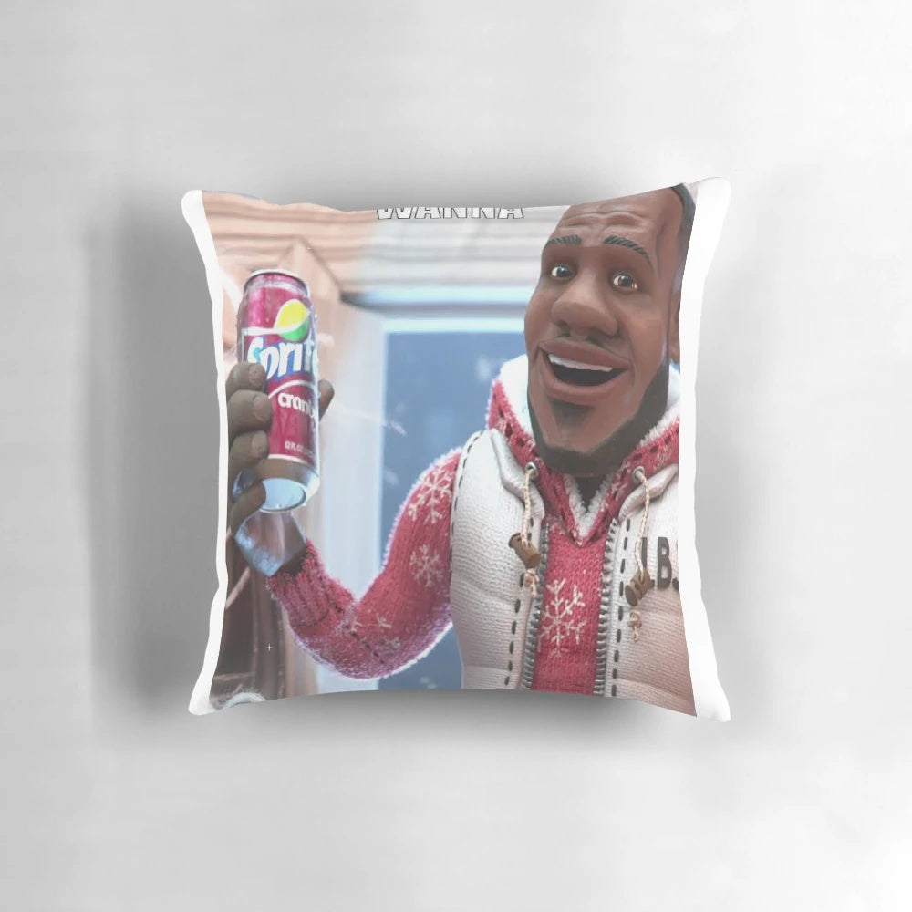 Sprite Cranberry meme pillow featuring the iconic "Wanna Sprite Cranberry?" catchphrase