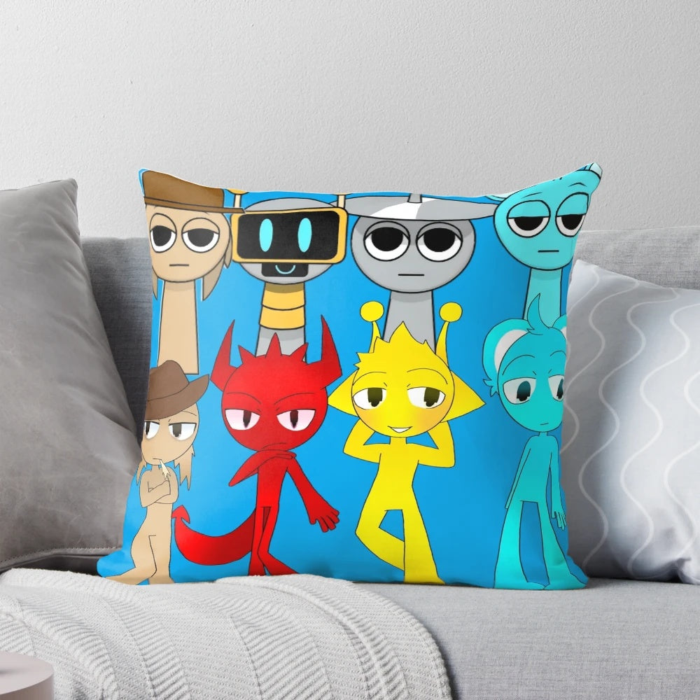 Sprunki-themed plush decorative pillow with a cute, meme-inspired design.
