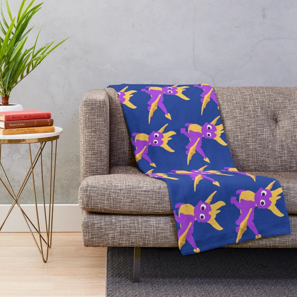 Spyro-inspired plush blanket with minimalist design
