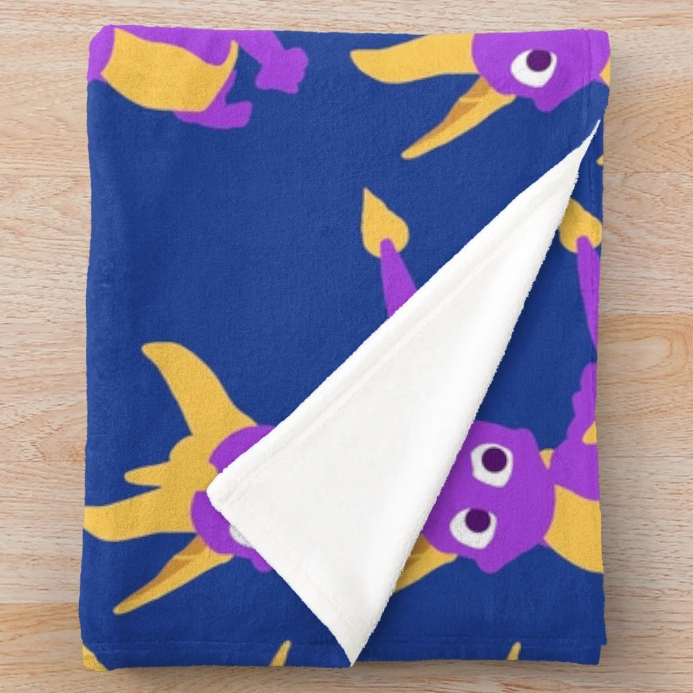 Spyro-inspired plush blanket with minimalist design
