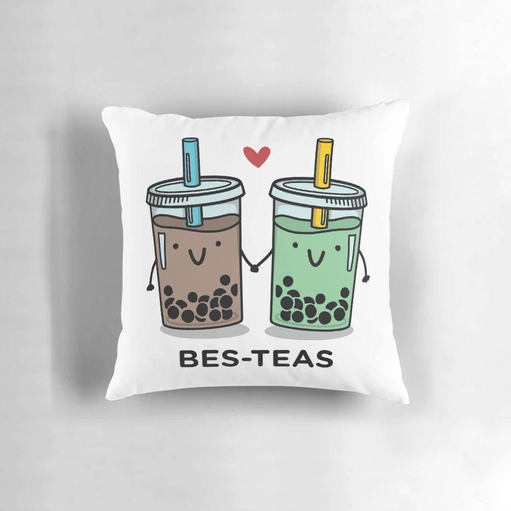 Soft and squishy boba tea milk tea pillow with tapioca pearls, perfect for Asian drink lovers